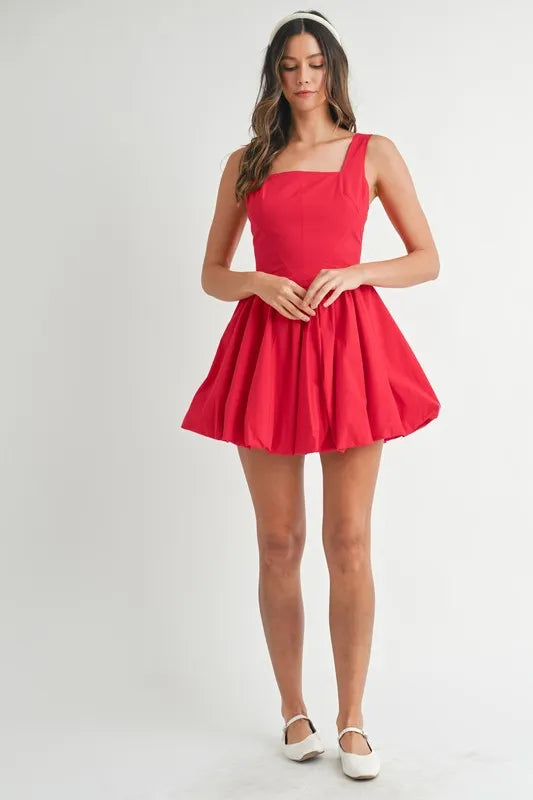 Image of MABLE Poplin Square Neckline Bubble Mini Dress | Queeble.shop