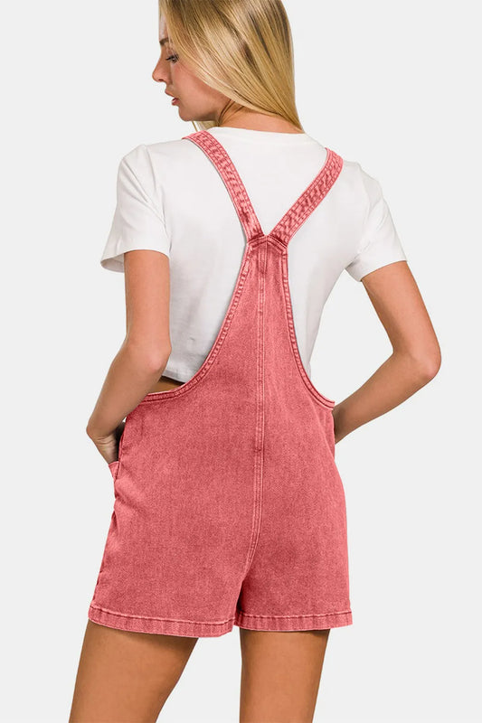 Image of Zenana Washed Knot Strap Rompers | Queeble.shop