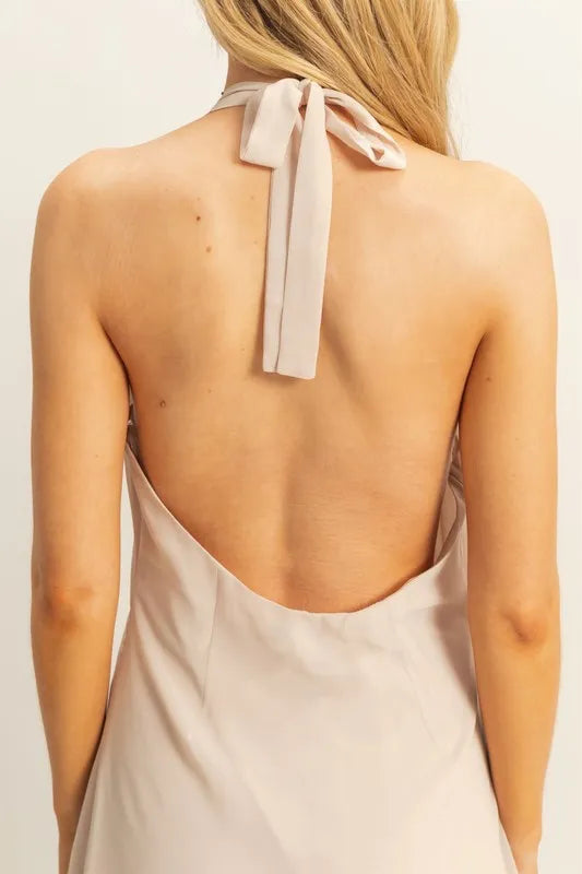 Image of HYFVE Chiffon Halter Asymmetrical Hem Dress | Queeble.shop