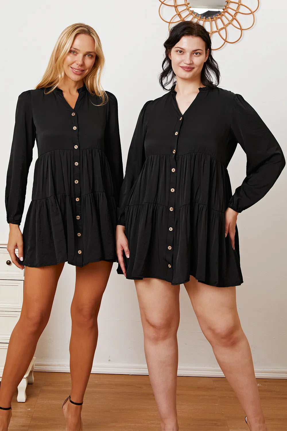 Image of Ruffled Button Up Long Sleeve Tiered Shirt | Queeble.shop