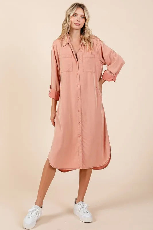 Image of Mittoshop Button Down Long Sleeve Shirt Dress | Queeble.shop