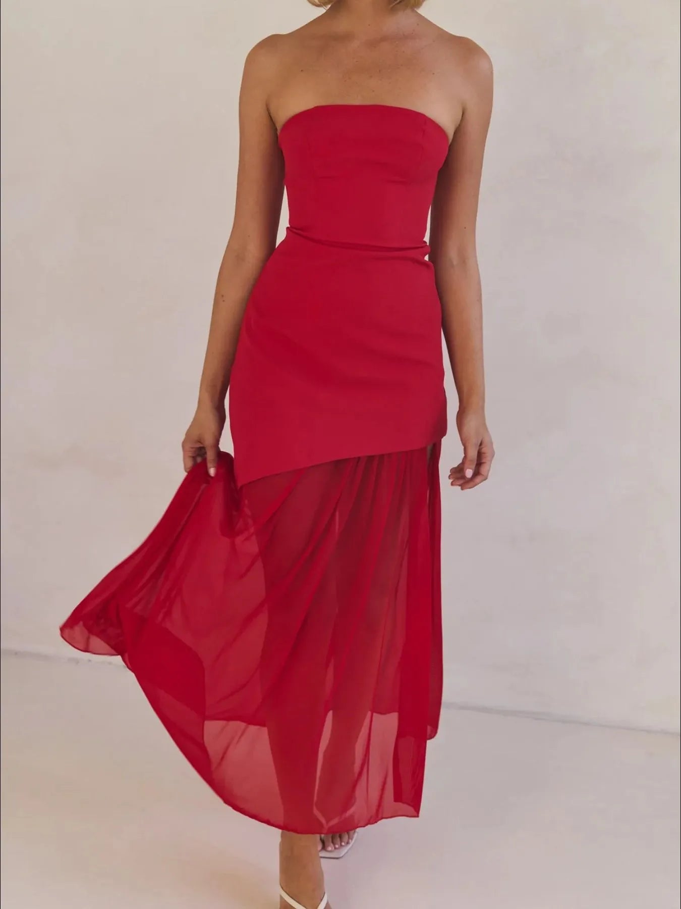 Image of Layered Slit Tube Maxi Dress | Queeble.shop