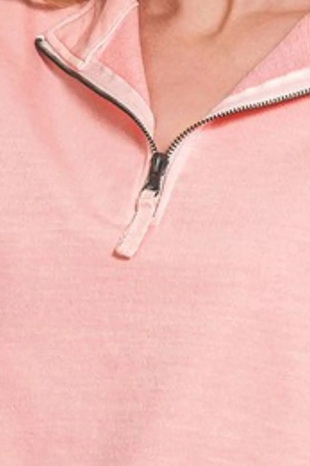 Image of Zenana F/terry Pigment Dye & Enzyme Washing Half Zip Top | Queeble.shop