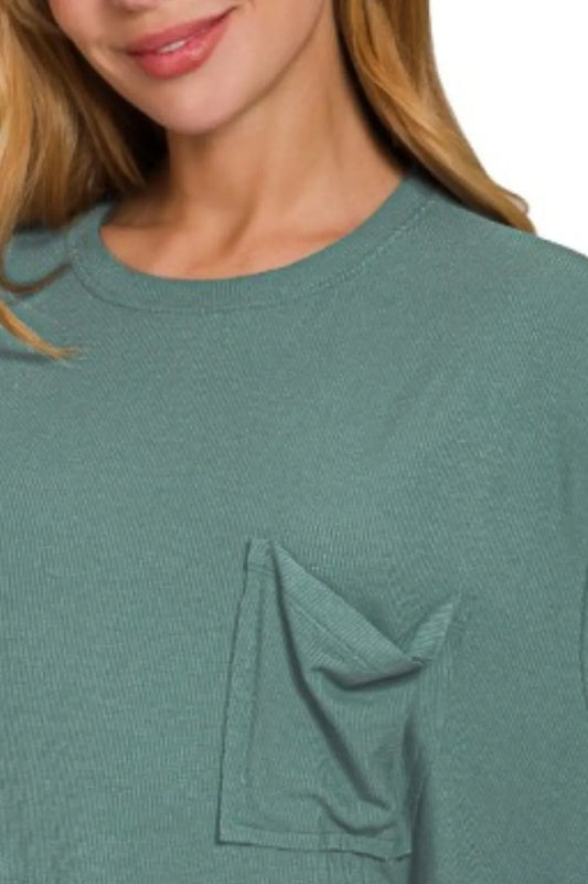 Image of Zenana Oversized Ribbed Round Neck Short Sleeve Tee | Queeble.shop