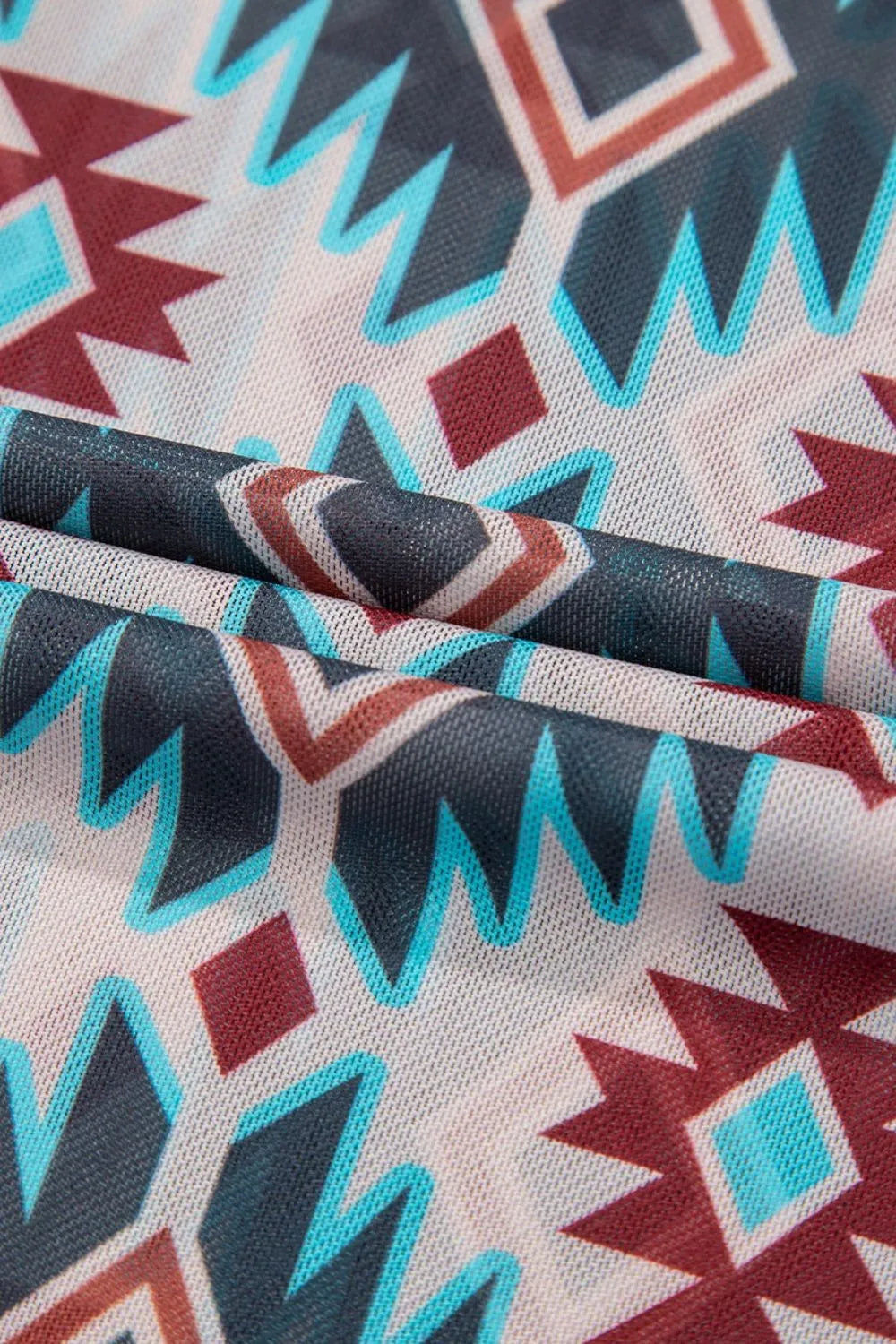 Image of Western Aztec Print Mesh Slim T Shirt | Queeble.shop