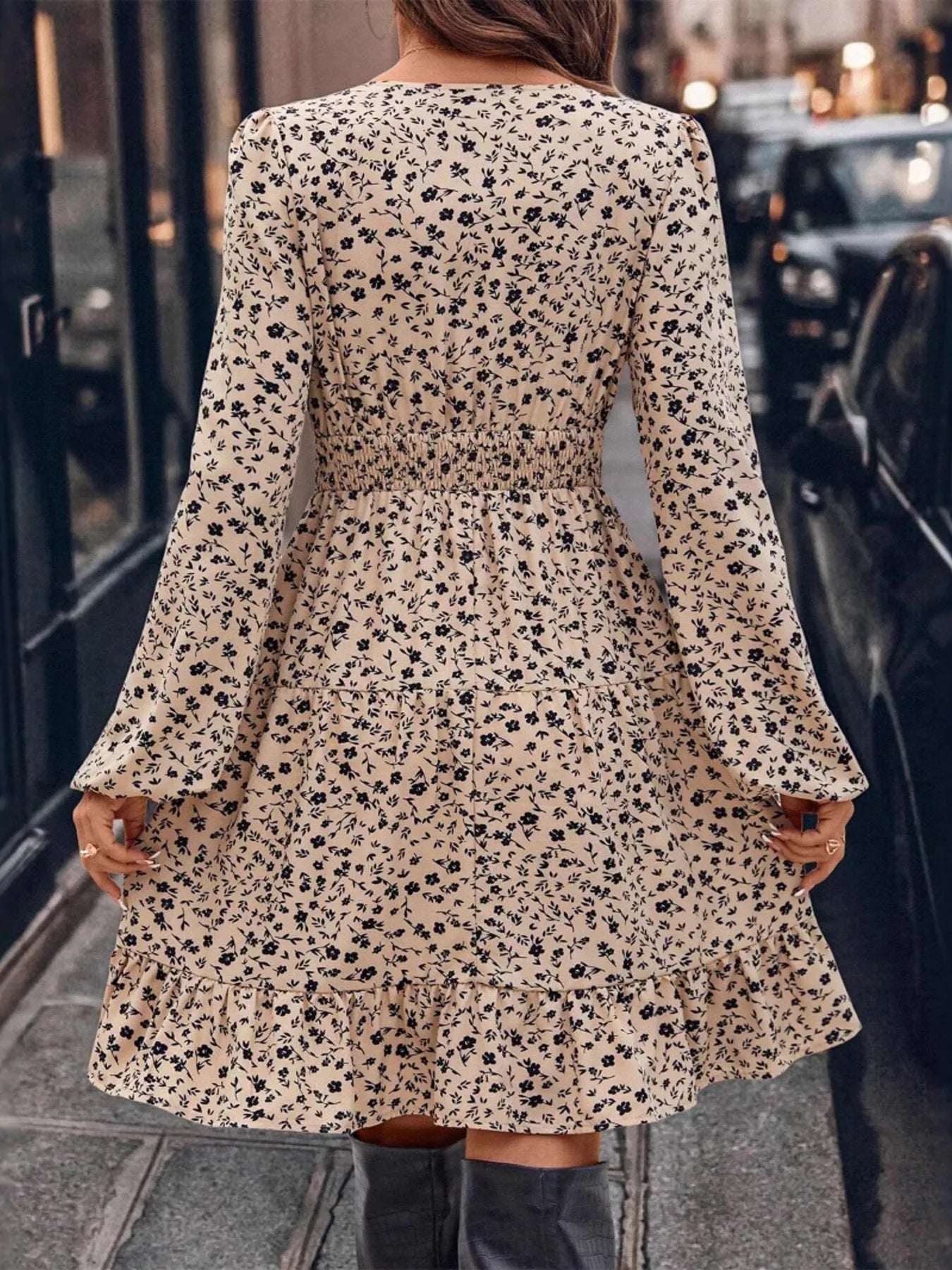 Image of Long Sleeve Surplice A-Line Dress | Queeble.shop