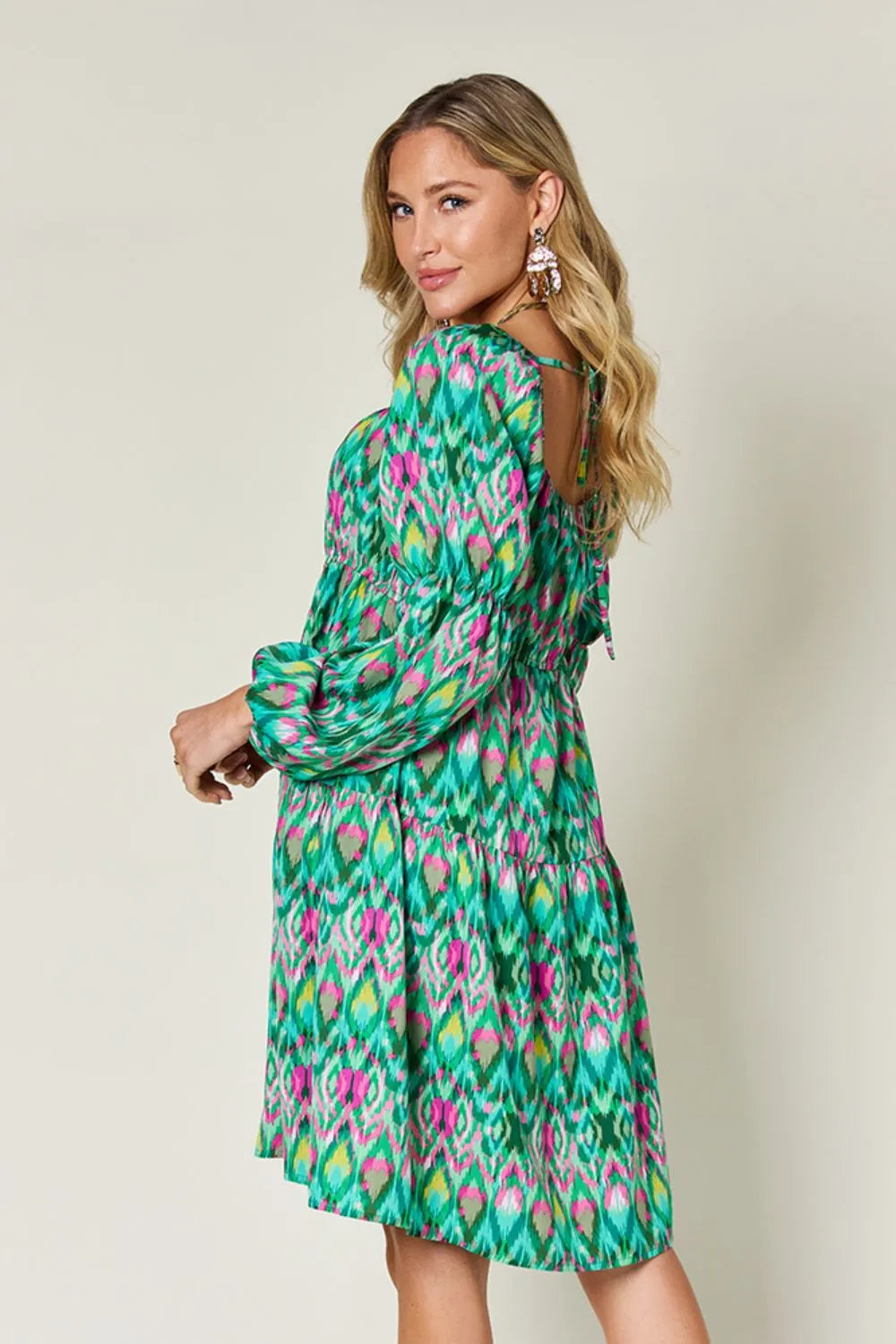 Image of Double Take Full Size Printed Long Sleeve Dress | Queeble.shop