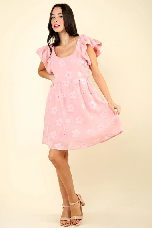 Image of VERY J Flower Embroidered Organza Mini Dress | Queeble.shop