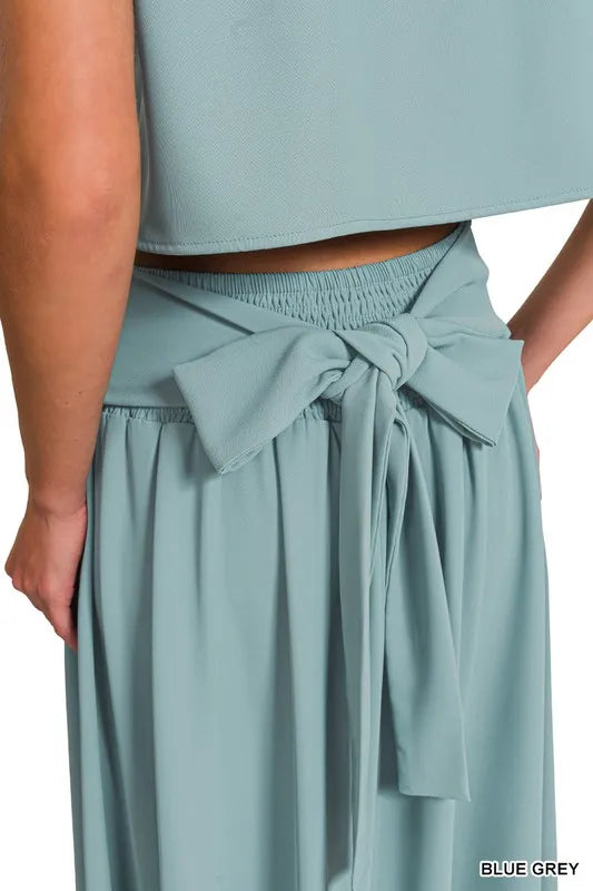 Image of Zenana Heavy Woven Span Crop Tee & Skirt Set | Queeble.shop