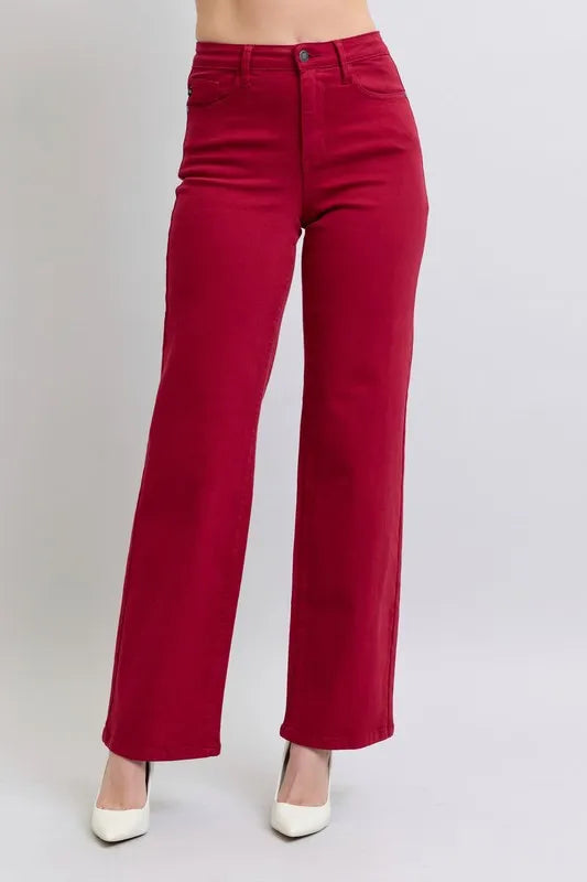 Image of Judy Blue Full Size High Waist Heart Shaped Back Pockets 90's Straight Jeans Plus Size | Queeble.shop