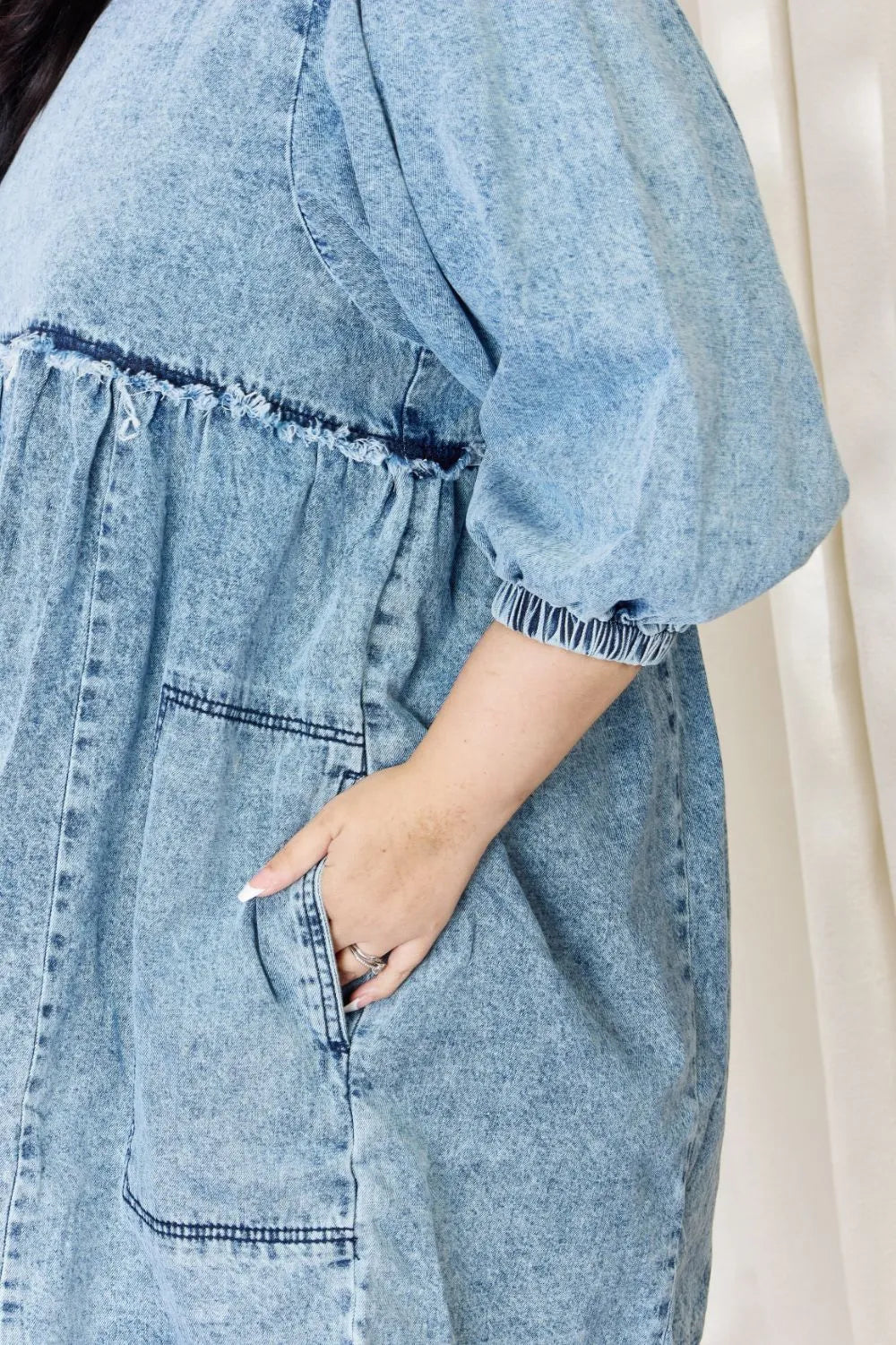Image of HEYSON Full Size Oversized Denim Babydoll Dress | Queeble.shop