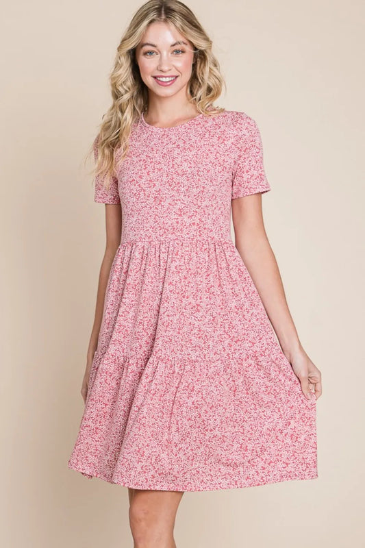 Image of BOMBOM Printed Short Sleeve Mini Dress | Queeble.shop