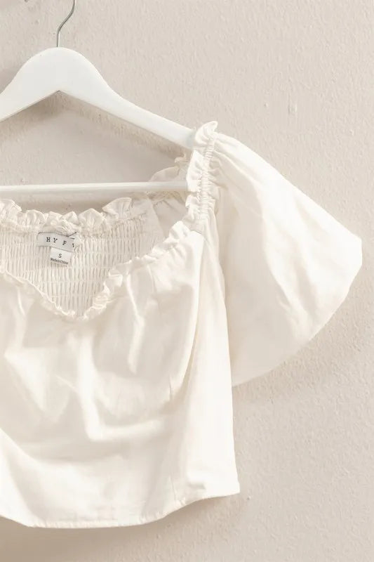 Image of HYFVE Puff Sleeve Sweetheart Neck Top | Queeble.shop