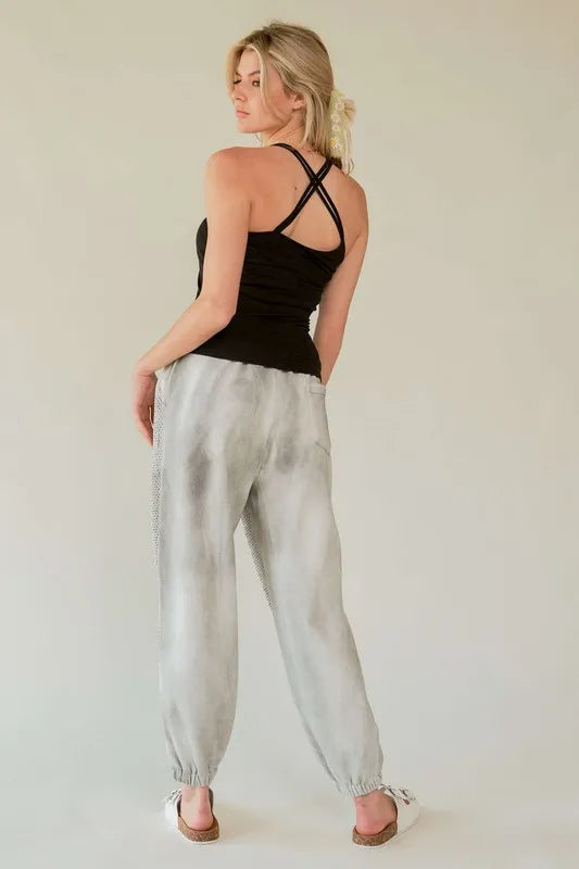 Image of Davi & Dani Rhinestone Elastic Waist Joggers | Queeble.shop