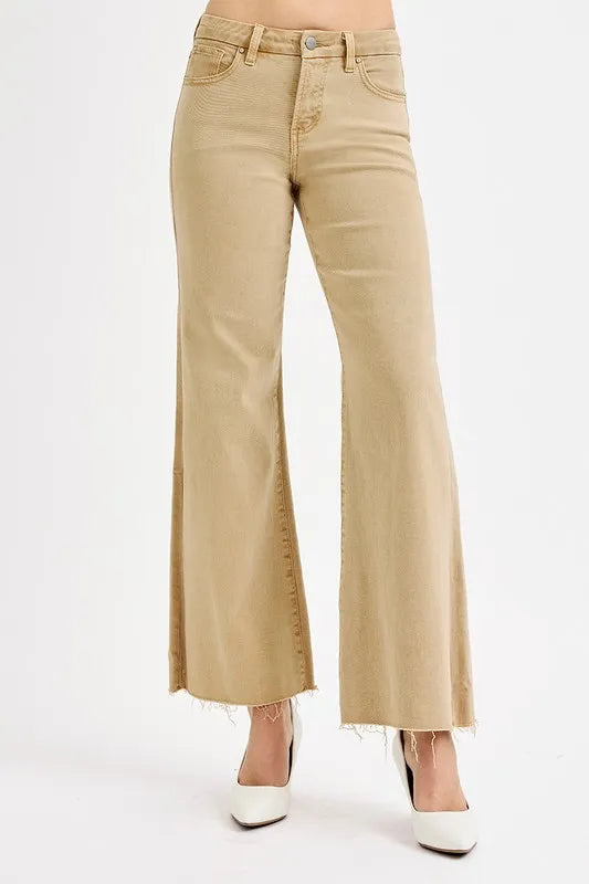Image of RISEN Full Size Raw Hem Wide Leg Jeans Plus Size | Queeble.shop