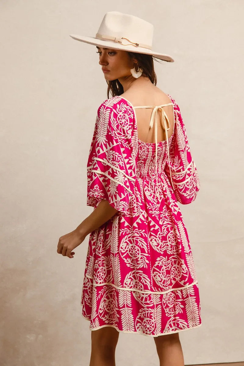 Image of BiBi Aztec Woven Printed Contrast Binding Dress | Queeble.shop