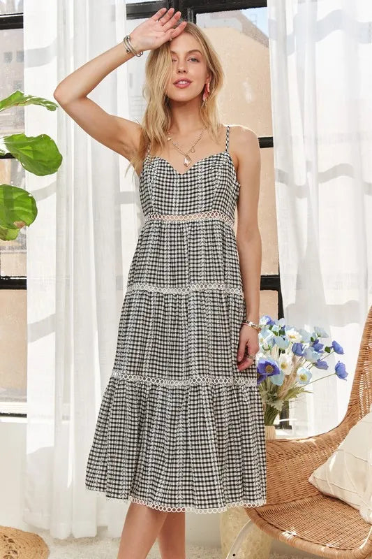 Image of ADORA Gingham Detail Washed Dress | Queeble.shop