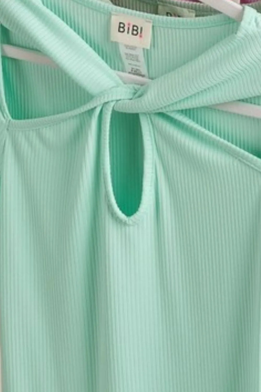 Image of BiBi Rib Knit with Cut Out and Front Twist Detailed Top | Queeble.shop