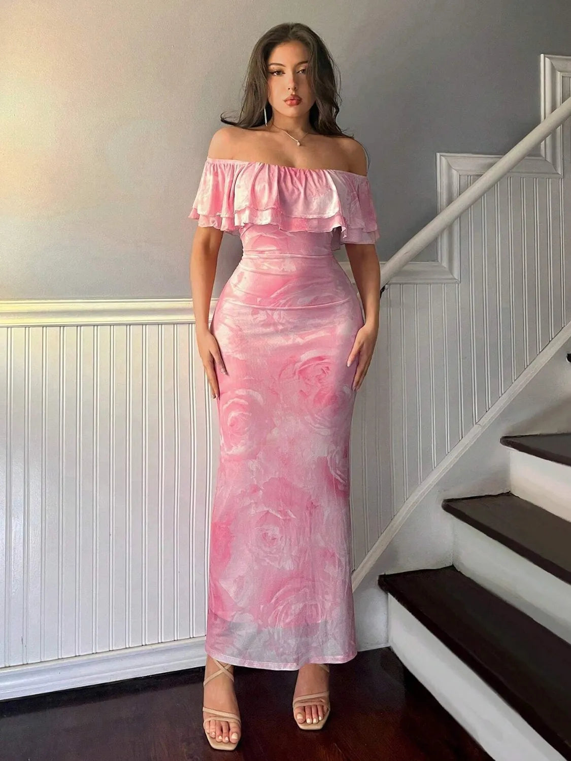 Image of Layered Ruffled Off-Shoulder Dress | Queeble.shop