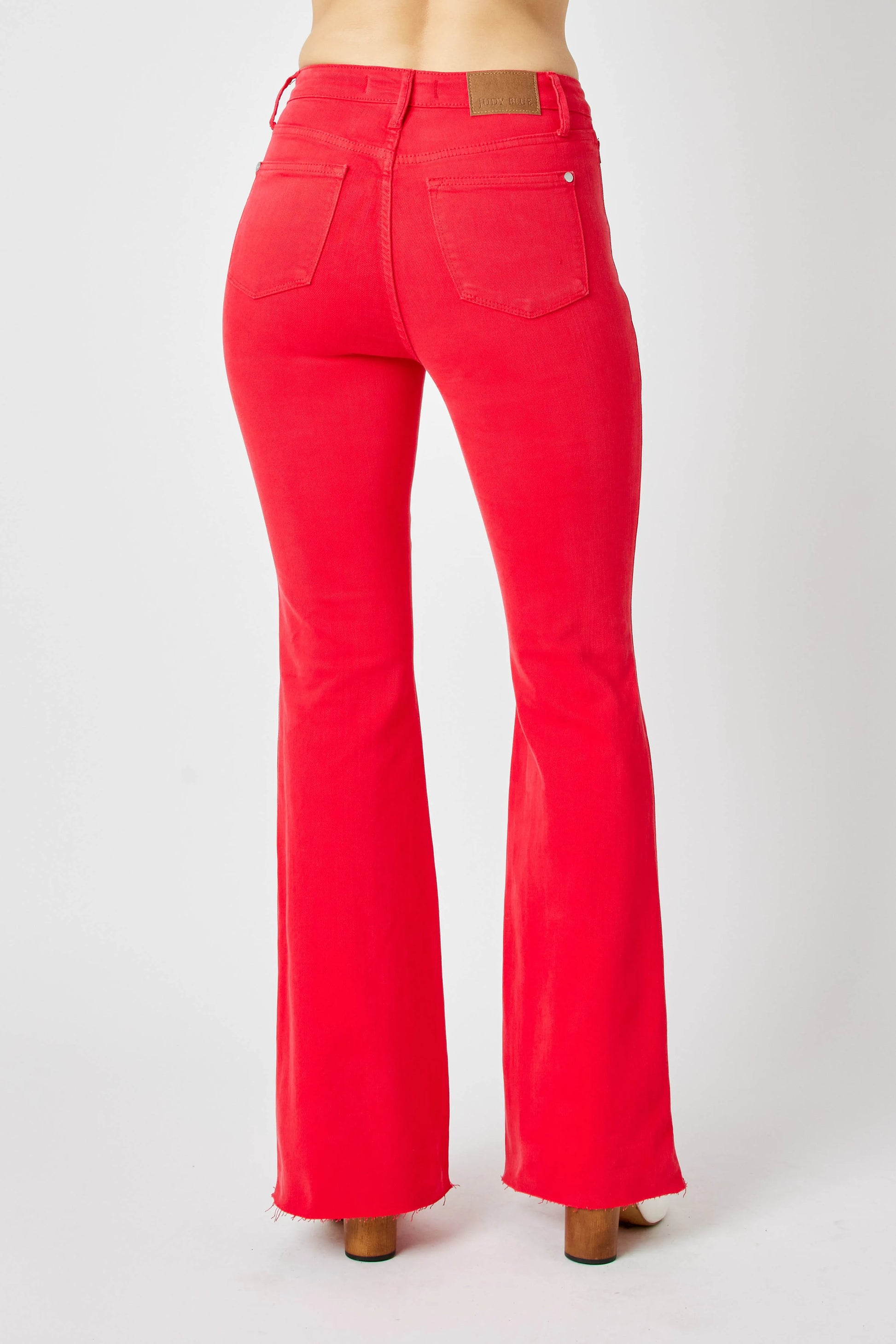 Image of Judy Blue Full Size Hw Tummy Control Garment Dyed Flare Jeans Plus Size | Queeble.shop