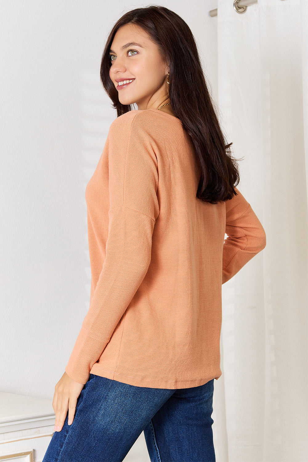 Image of Basic Bae Half Button Long Sleeve Top | Queeble.shop