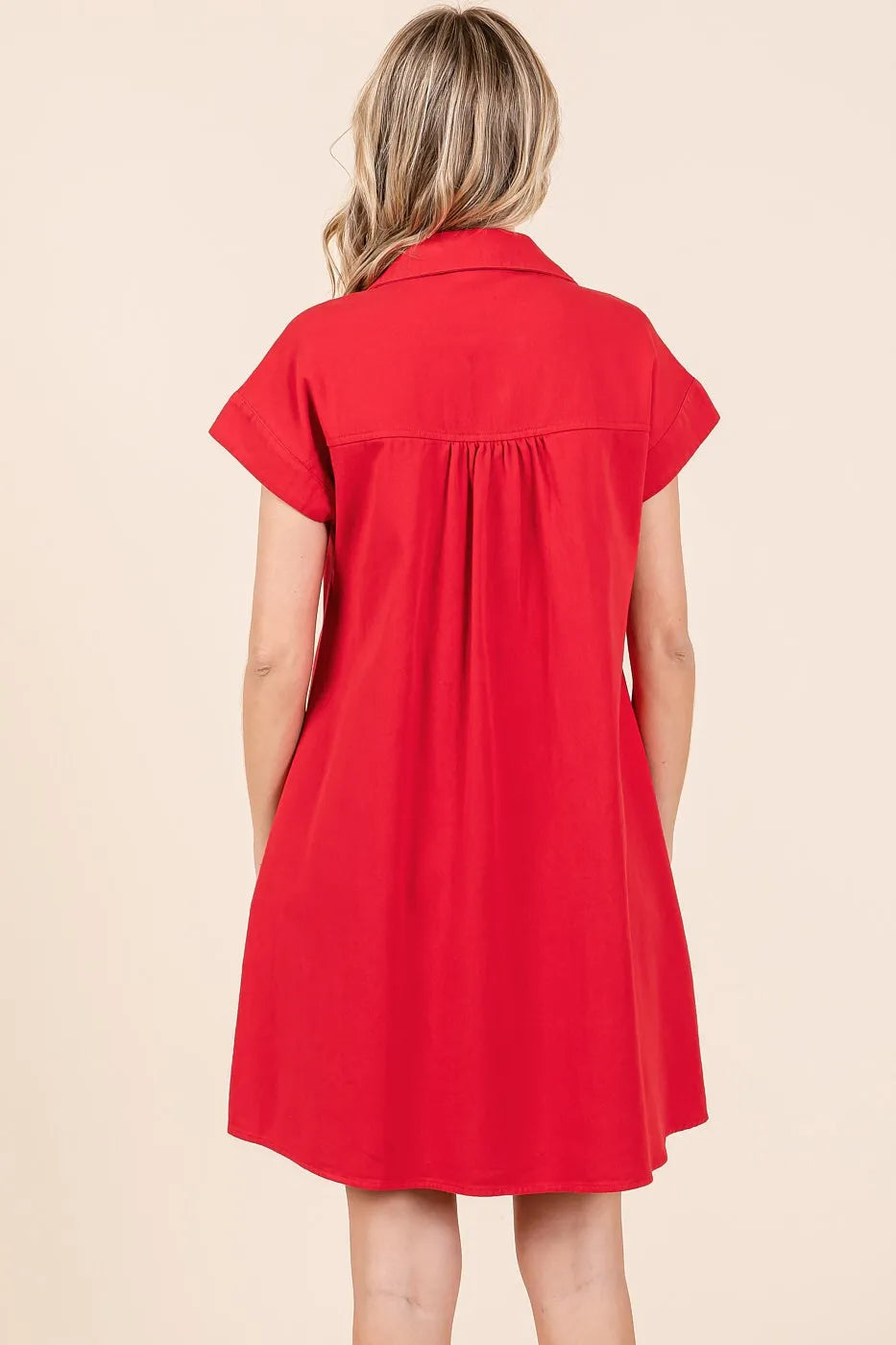 Image of Mittoshop Twill Short Sleeve Collared Mini Dress | Queeble.shop
