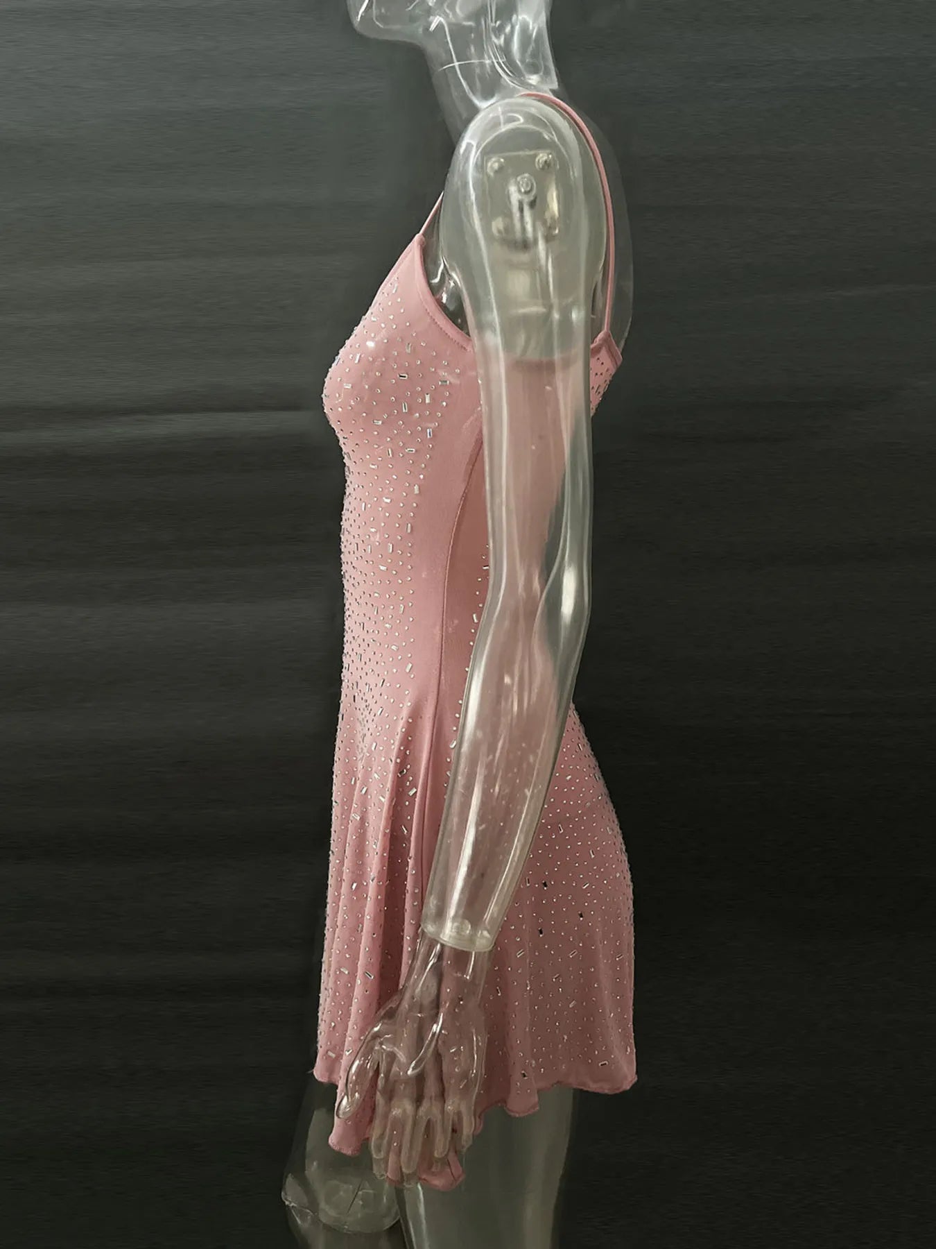 Image of Rhinestone Decor Mini Cami Dress | Queeble.shop
