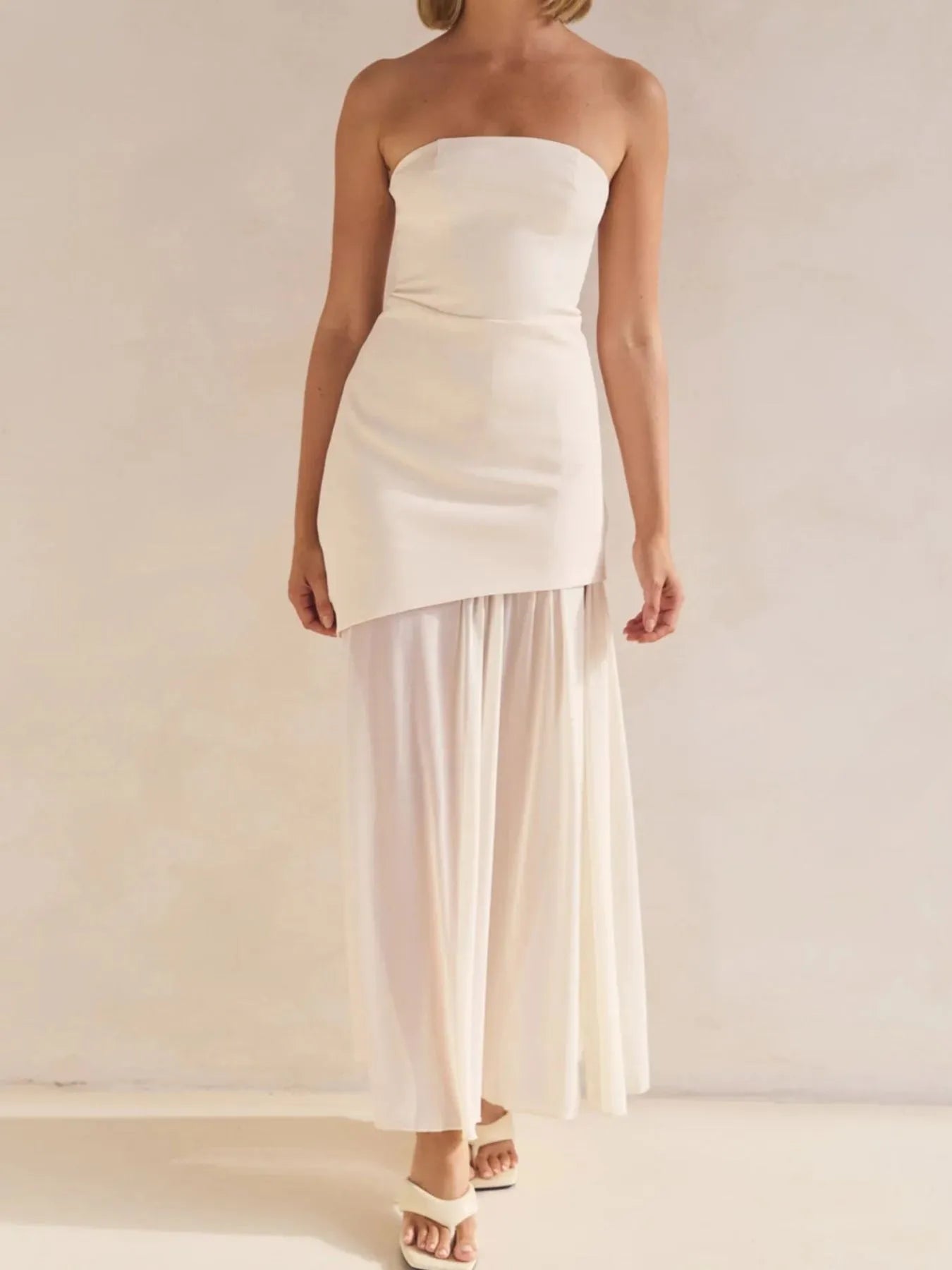 Image of Layered Slit Tube Maxi Dress | Queeble.shop