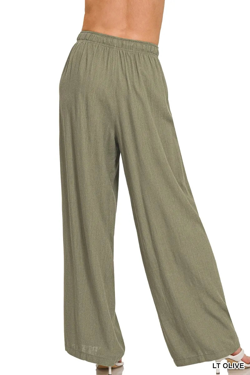 Image of Zenana Linen Drawstring Pants | Queeble.shop
