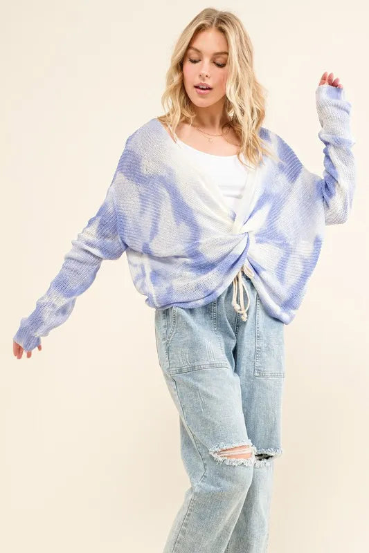 Image of And The Why Blue Tie Dye Twisted Sweater | Queeble.shop