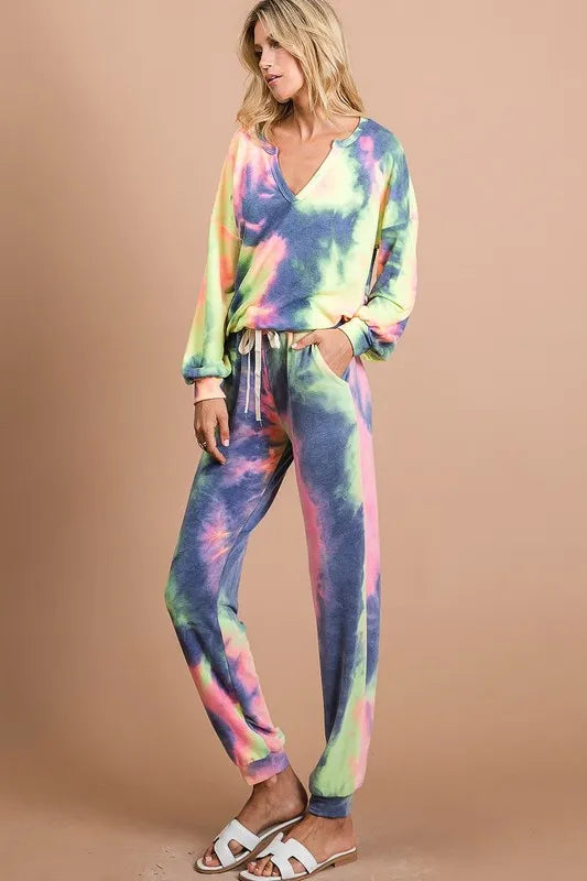 Image of BiBi Tie Dye French Terry Casual Pants | Queeble.shop