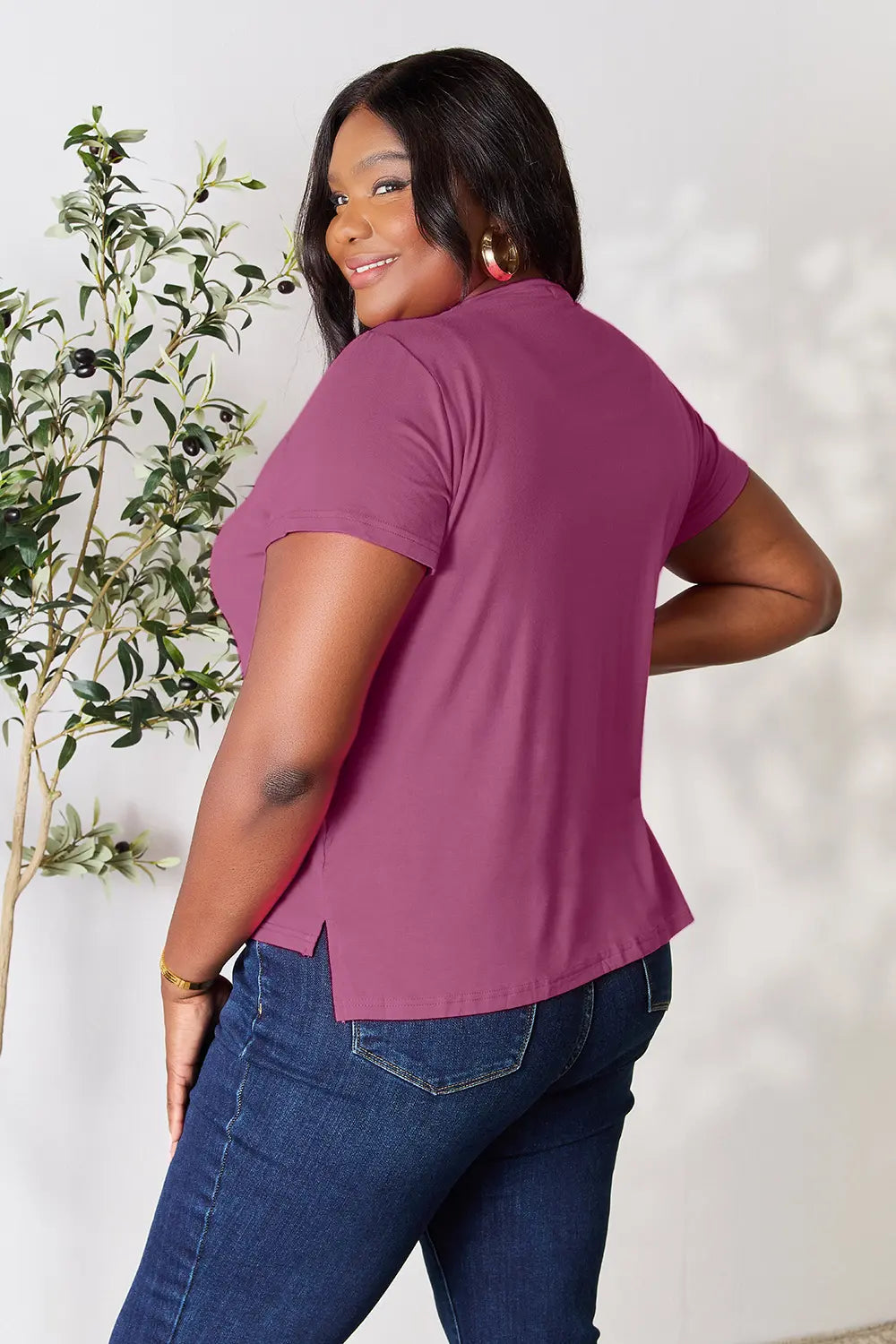 Image of Basic Bae Full Size Round Neck Short Sleeve T-Shirt Plus Size | Queeble.shop