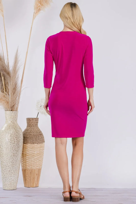Image of Celeste Full Size Round Neck Long Sleeve Slim Dress | Queeble.shop