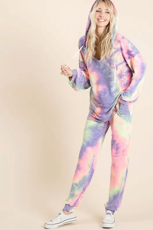 Image of BiBi Tie Dye French Terry Top and Bottom Set | Queeble.shop