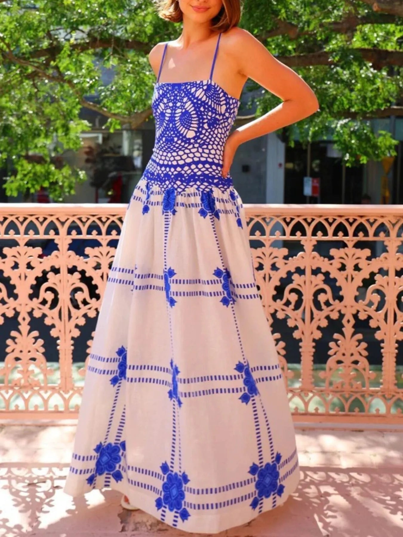 Image of Printed Square Neck Maxi Cami Dress | Queeble.shop