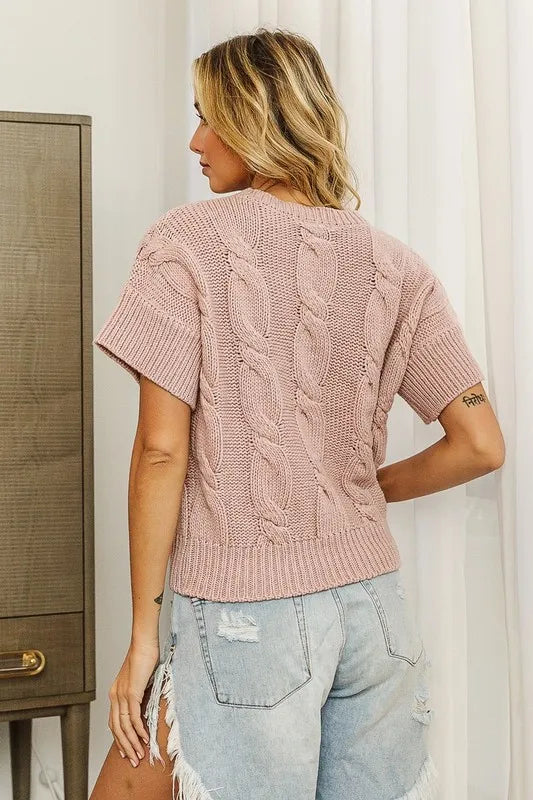 Image of BiBi Cable Knit Textured Sweater Top | Queeble.shop