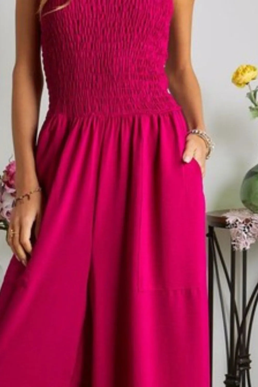 Image of ADORA Smocking Top Wide Leg Jumpsuit | Queeble.shop