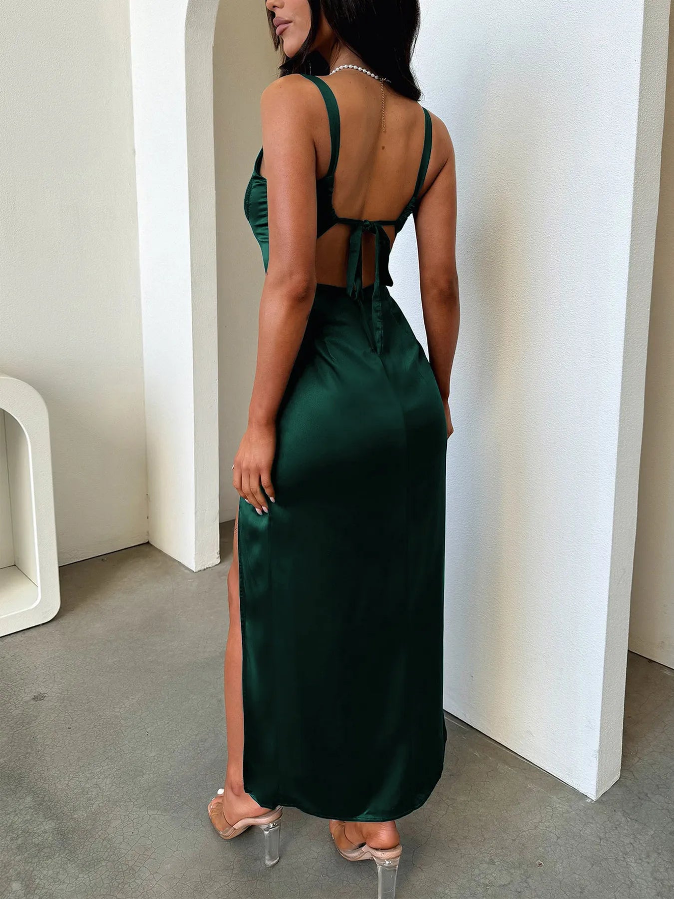 Image of Split Lace Detail Cami Dress | Queeble.shop