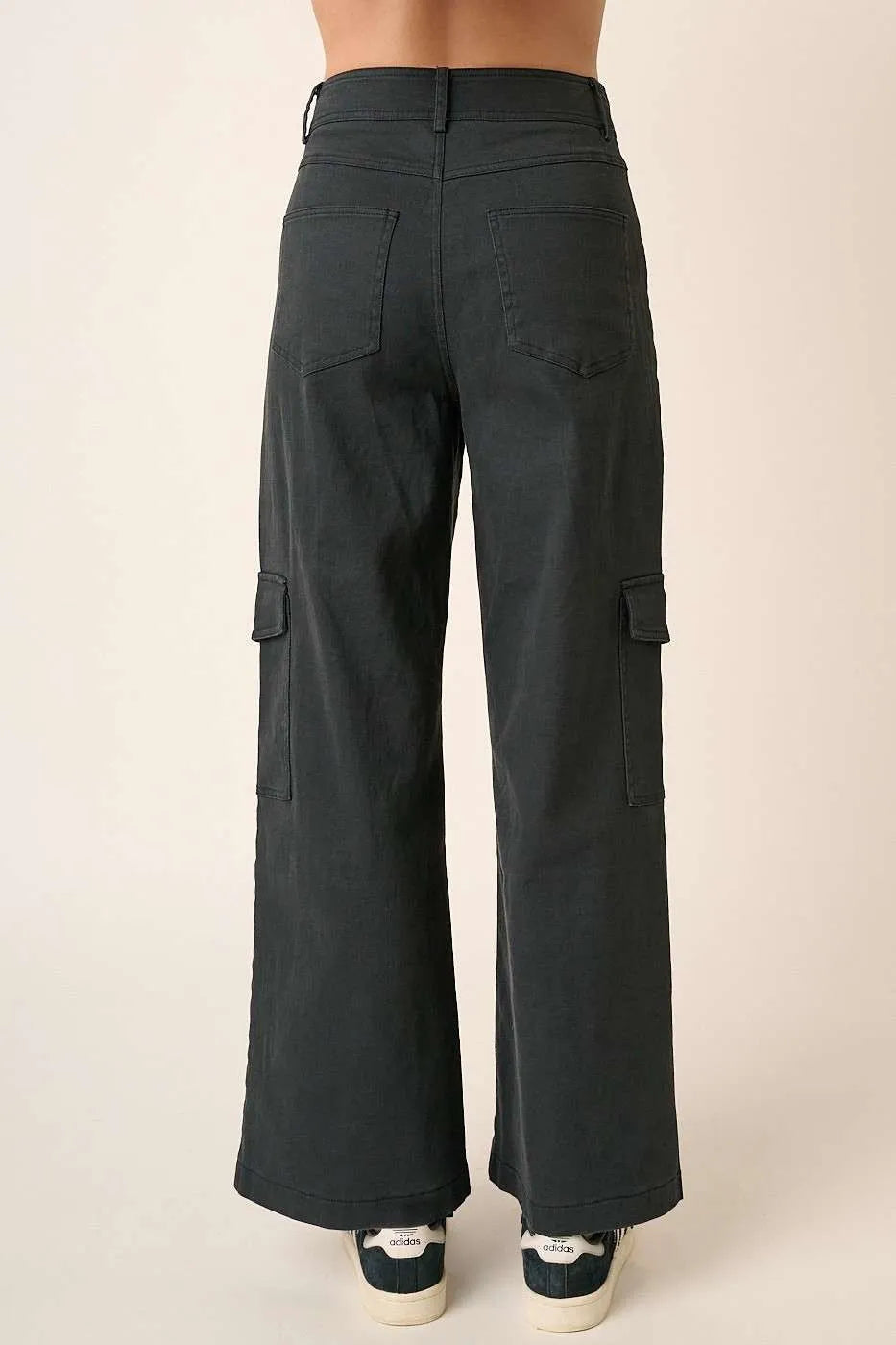 Image of Mittoshop Wide Leg High Waist Pants with Cargo Pockets | Queeble.shop