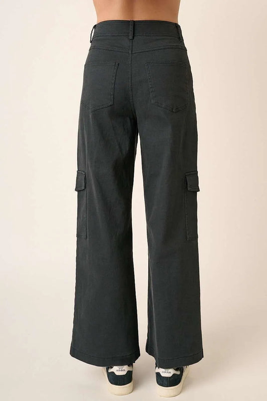 Image of Mittoshop Wide Leg High Waist Pants with Cargo Pockets | Queeble.shop