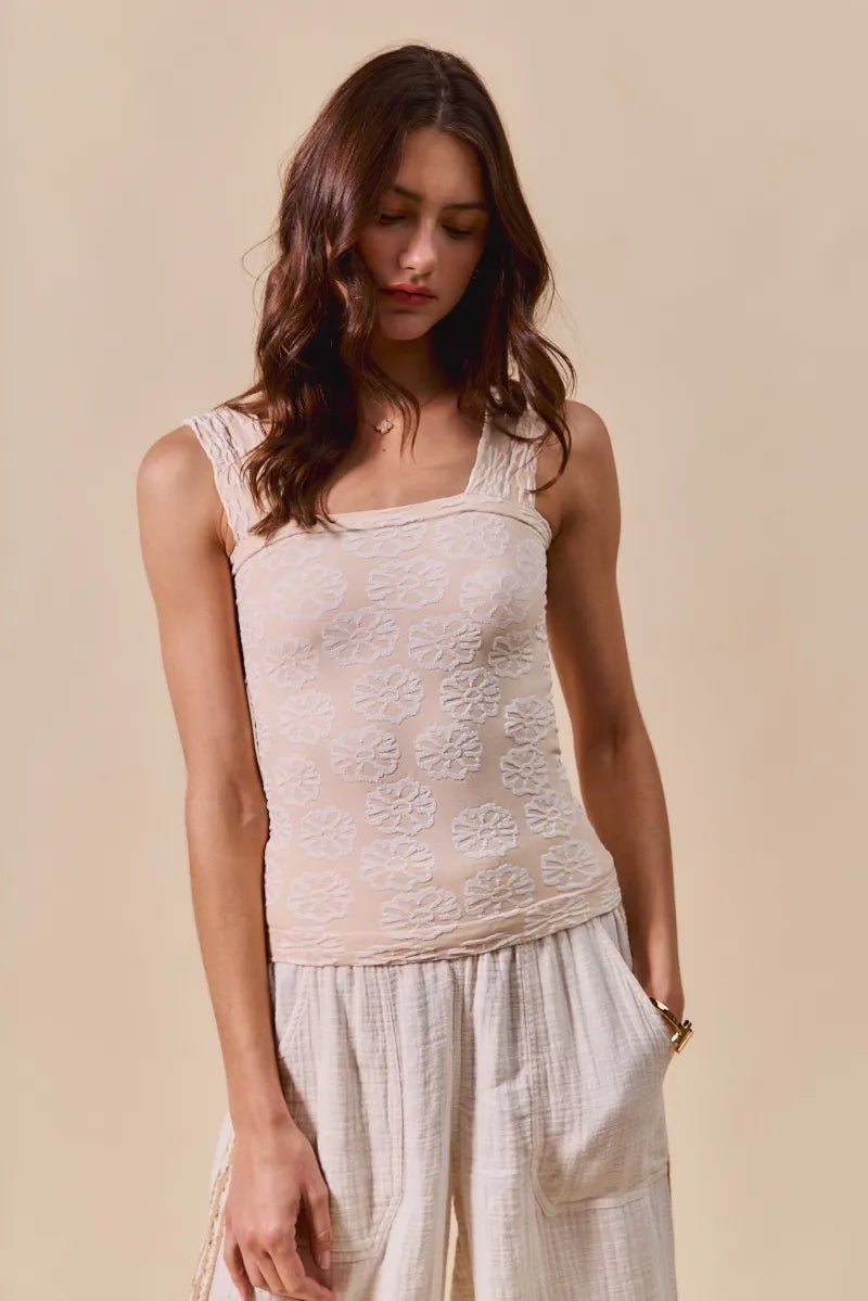 Image of SO ME Two Tone Floral Seamless Tank Top | Queeble.shop