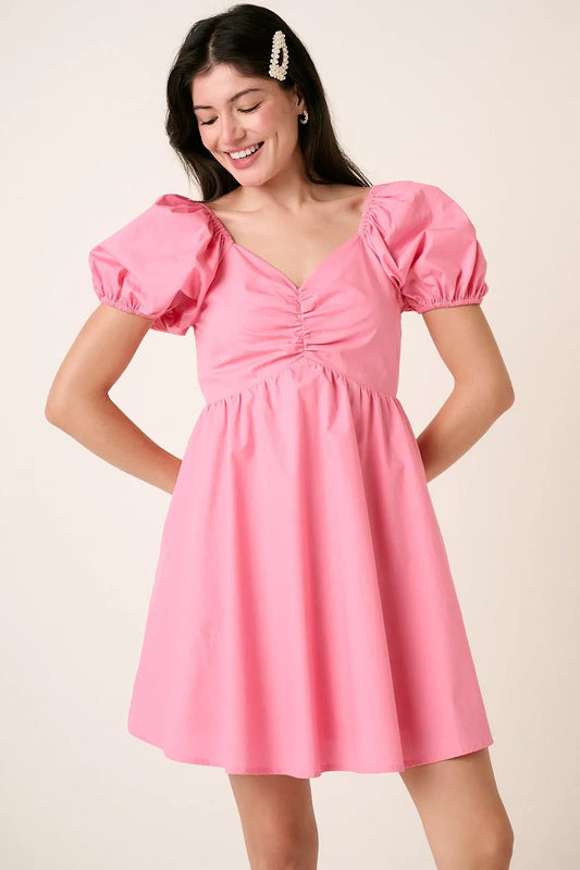 Image of Mittoshop Sweetheart Puff Sleeve Smocked Mini Dress | Queeble.shop