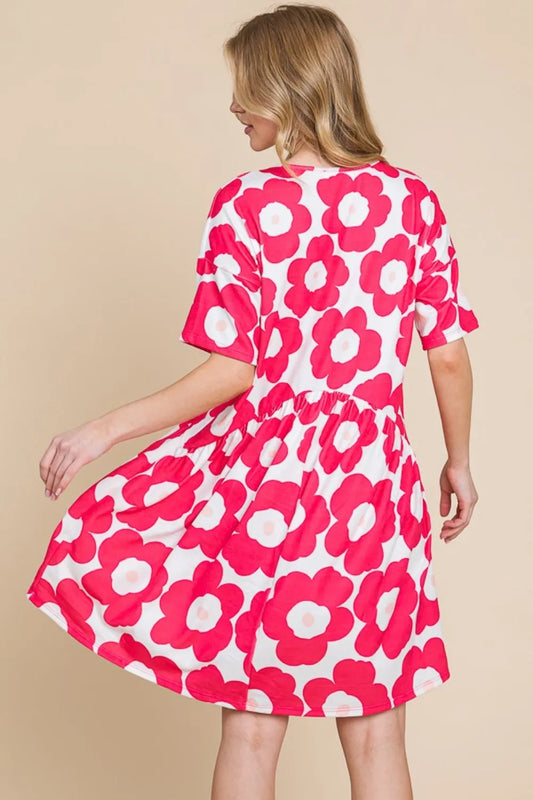 Image of BOMBOM Flower Print Ruched Dress | Queeble.shop