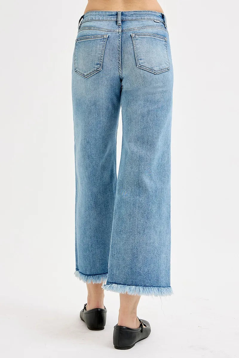 Image of RISEN Full Size Mid Rise Crop Wide Leg Jeans Plus Size | Queeble.shop