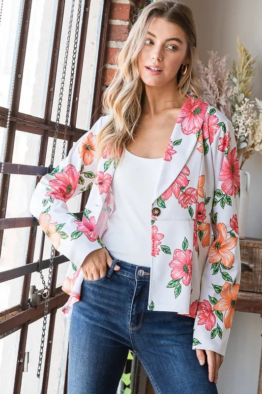 Image of Heimish Full Size Multi Color Floral Blazers with Tunic Plus Size | Queeble.shop