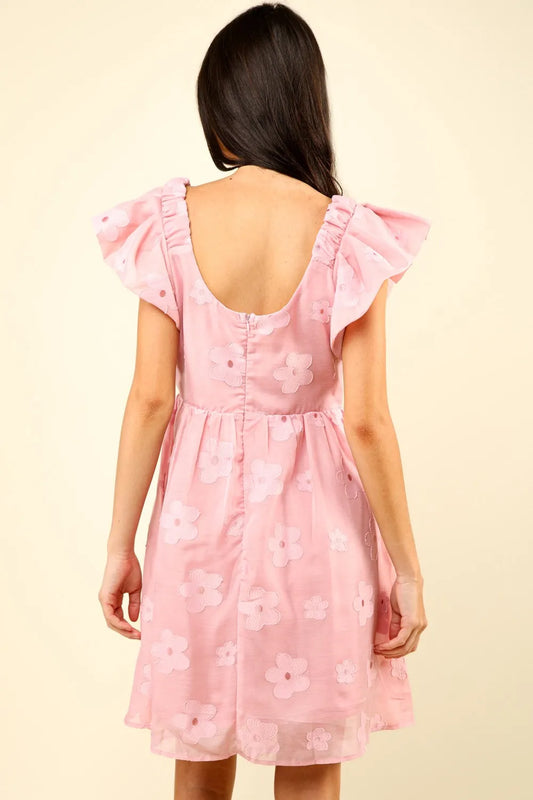 Image of VERY J Flower Embroidered Organza Mini Dress | Queeble.shop