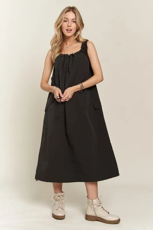 Image of ADORA Drawstring Slit Back Cargo Dress | Queeble.shop