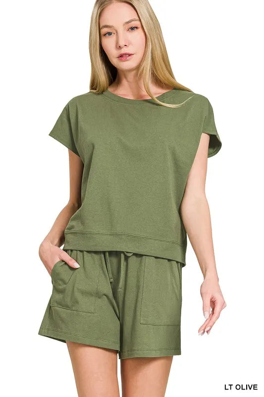 Image of Zenana Premium Cotton Top & Shorts Set | Queeble.shop