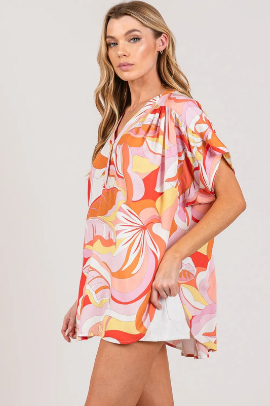 Image of SAGE + FIG Abstract Print Half Button Blouse | Queeble.shop