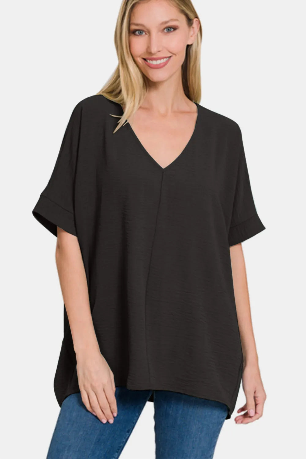 Image of Zenana Full Size V-Neck Short Sleeve Top | Queeble.shop